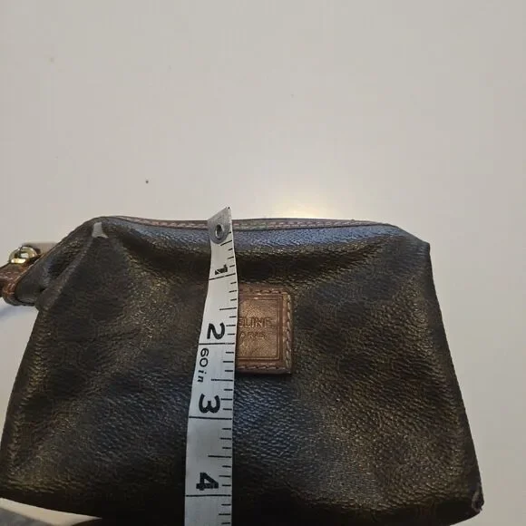 CELINE Old Vintage Pouch PVC Leather Cosmetic Bag Authentic Brown - Picture 15 of 16